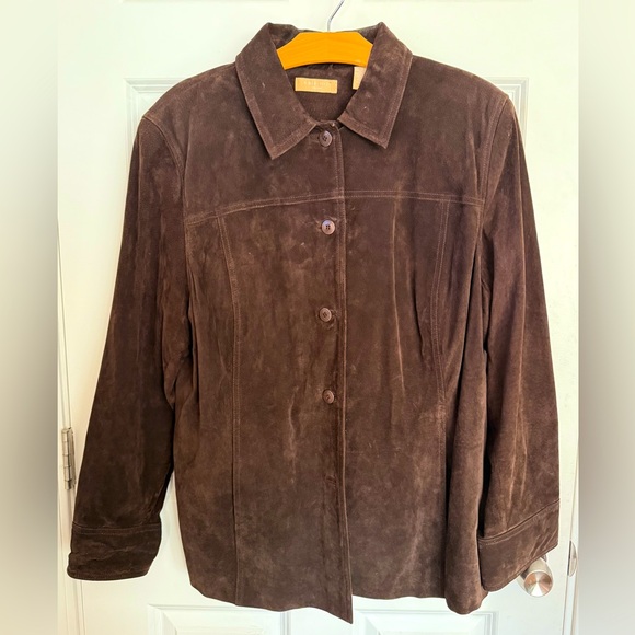 Vintage Kate Hill Chocolate Brown Leather Suede Barn Jacket Women’s size 18W XL - Picture 2 of 16